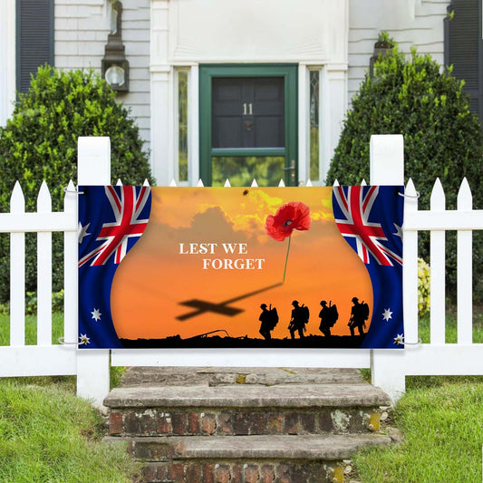 Cross Lest We Forget Australian Flag Fence Banner NB00303