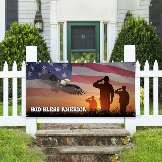 God Bless America Memorial Day Fence Banner NB00322