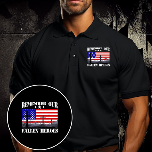 Remember Our Fallen Heroes,  Military Veteran Polo Shirt M00013